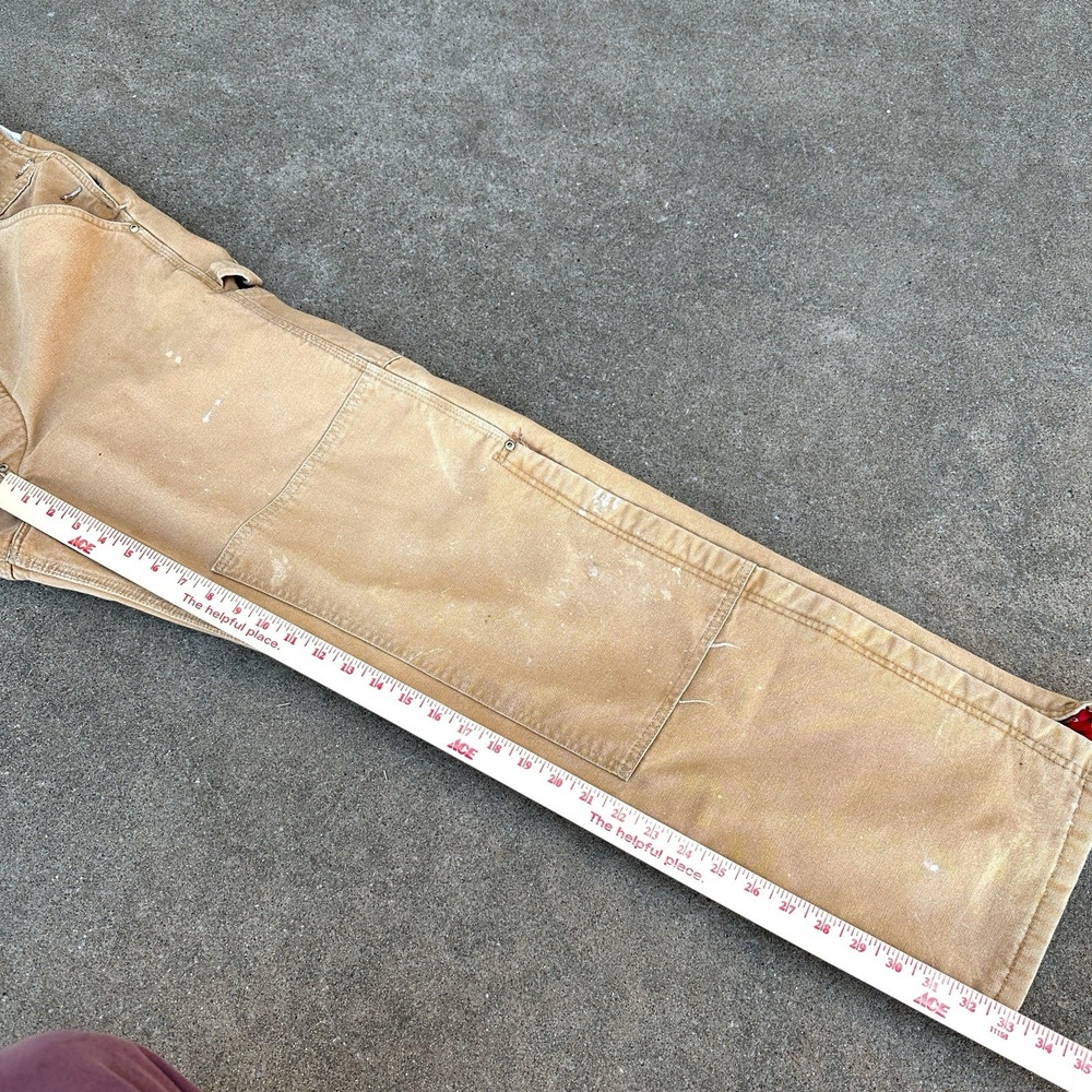 VTG Carhartt Quilted Insulated Duck Bib Overalls Mens 34x34 Double Knee R02 BRN - Picture 13 of 16